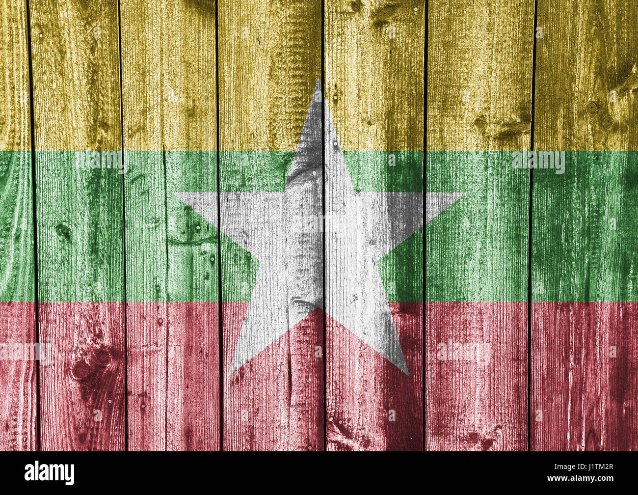 Flag of Myanmar on weathered wood Stock Photo - Alamy