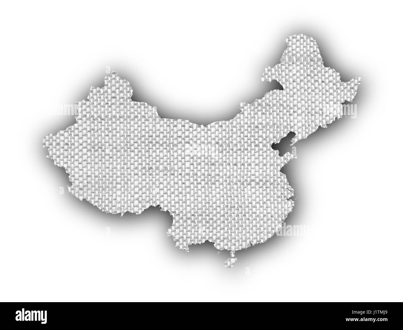 Map of China on old linen Stock Photo