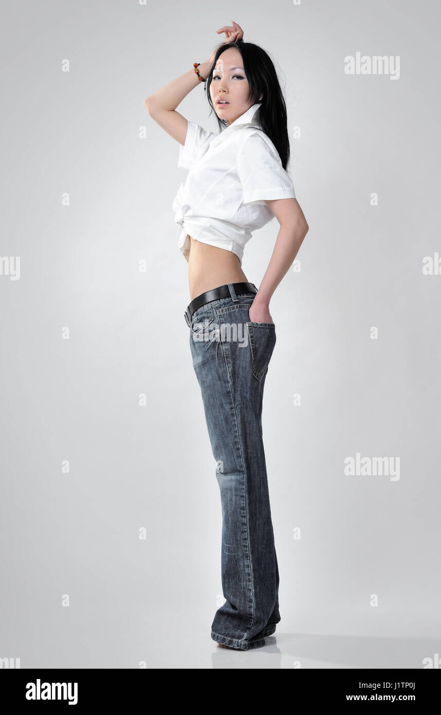 white tall jeans