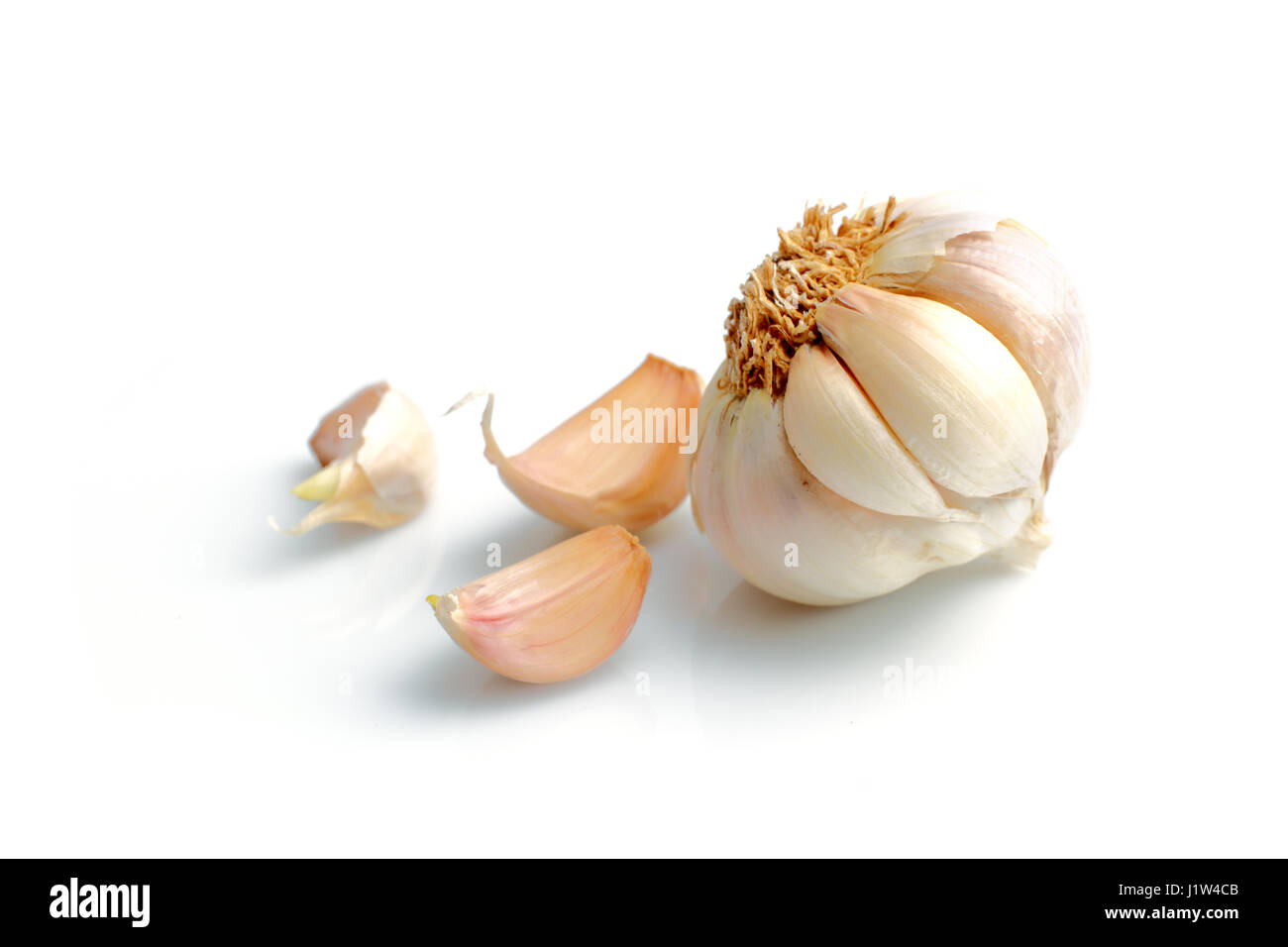 Whole garlic and cloves on white background Stock Photo - Alamy