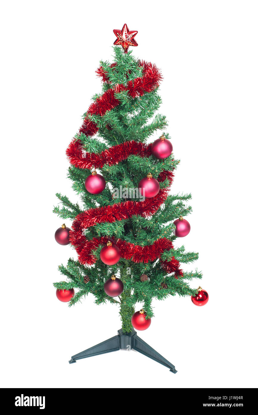 Decorated Christmas tree isolated on white background Stock Photo - Alamy
