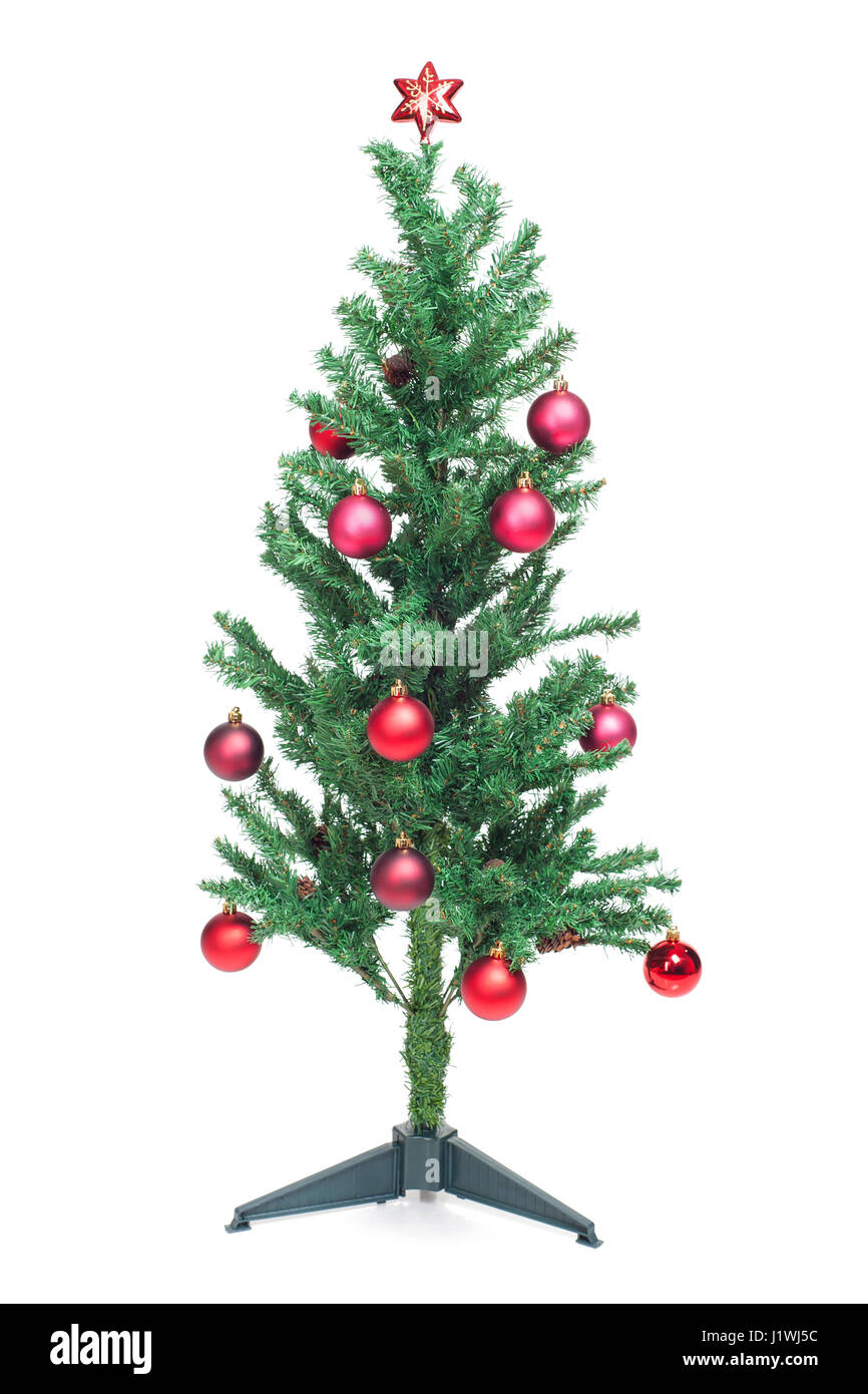 Decorated Christmas tree isolated on white background Stock Photo - Alamy