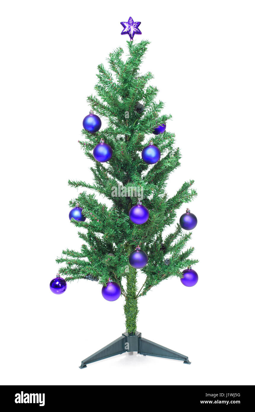 Decorated Christmas tree isolated on white background Stock Photo - Alamy