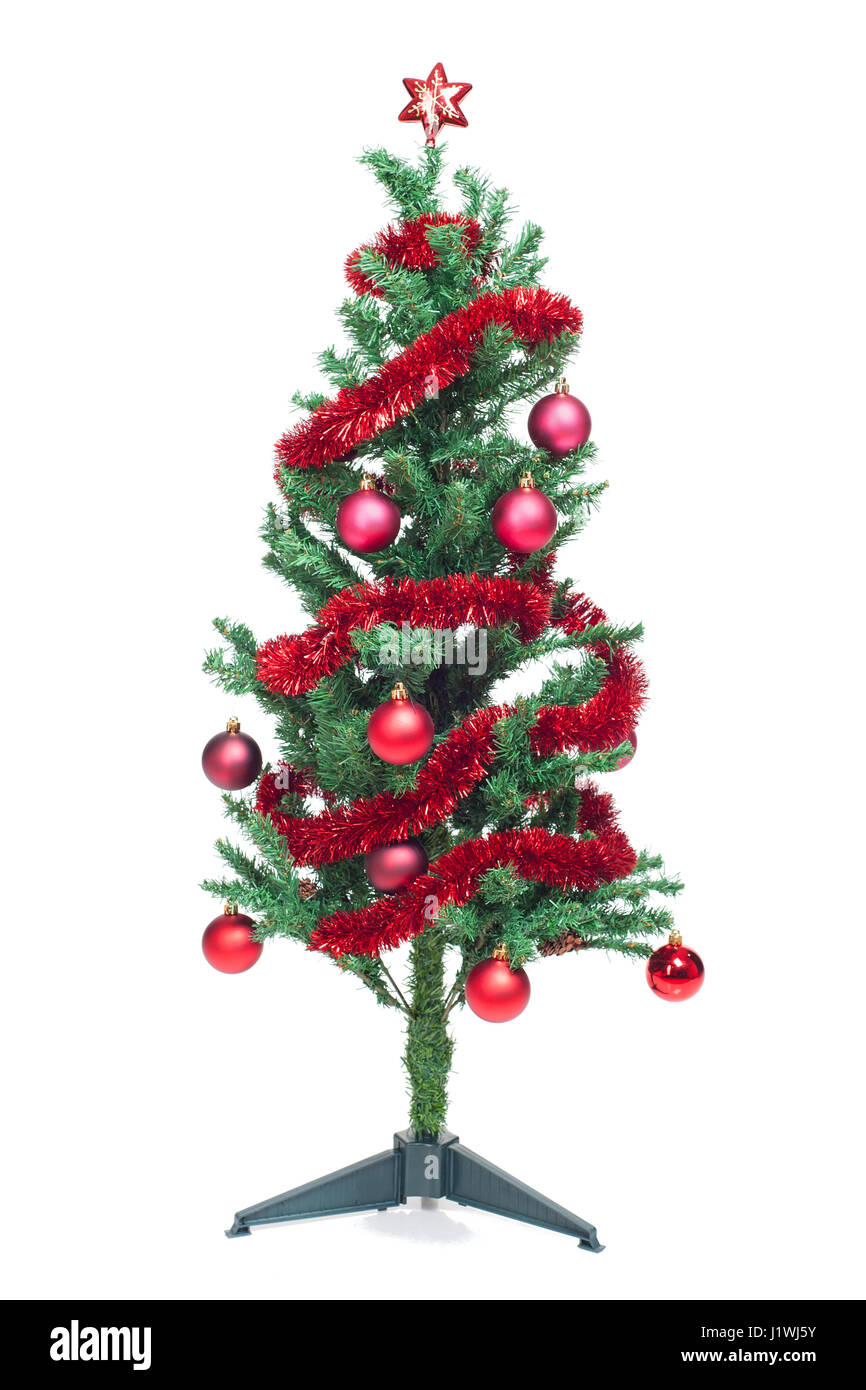 Decorated Christmas tree isolated on white background Stock Photo - Alamy
