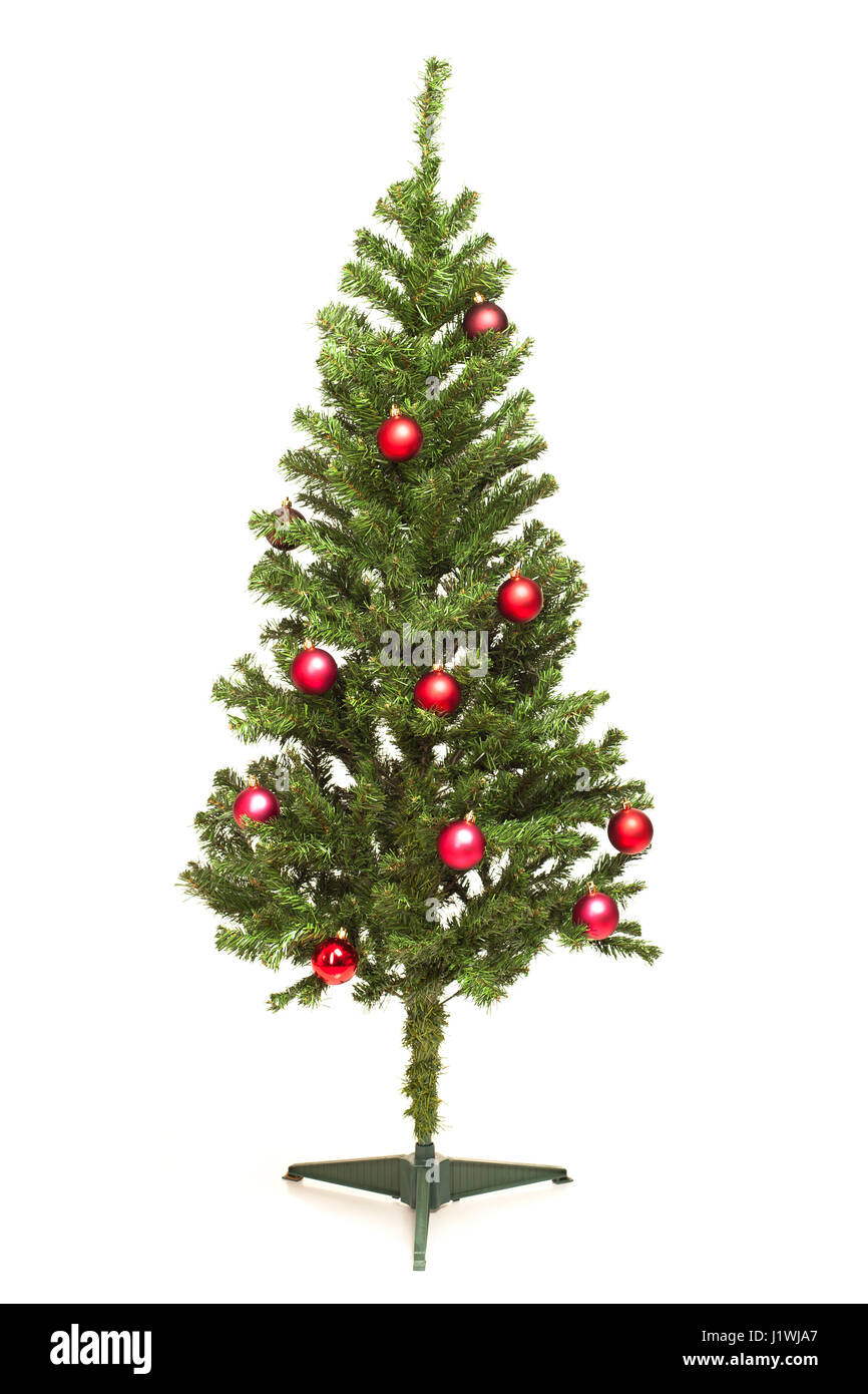 Decorated Christmas tree isolated on white background Stock Photo - Alamy