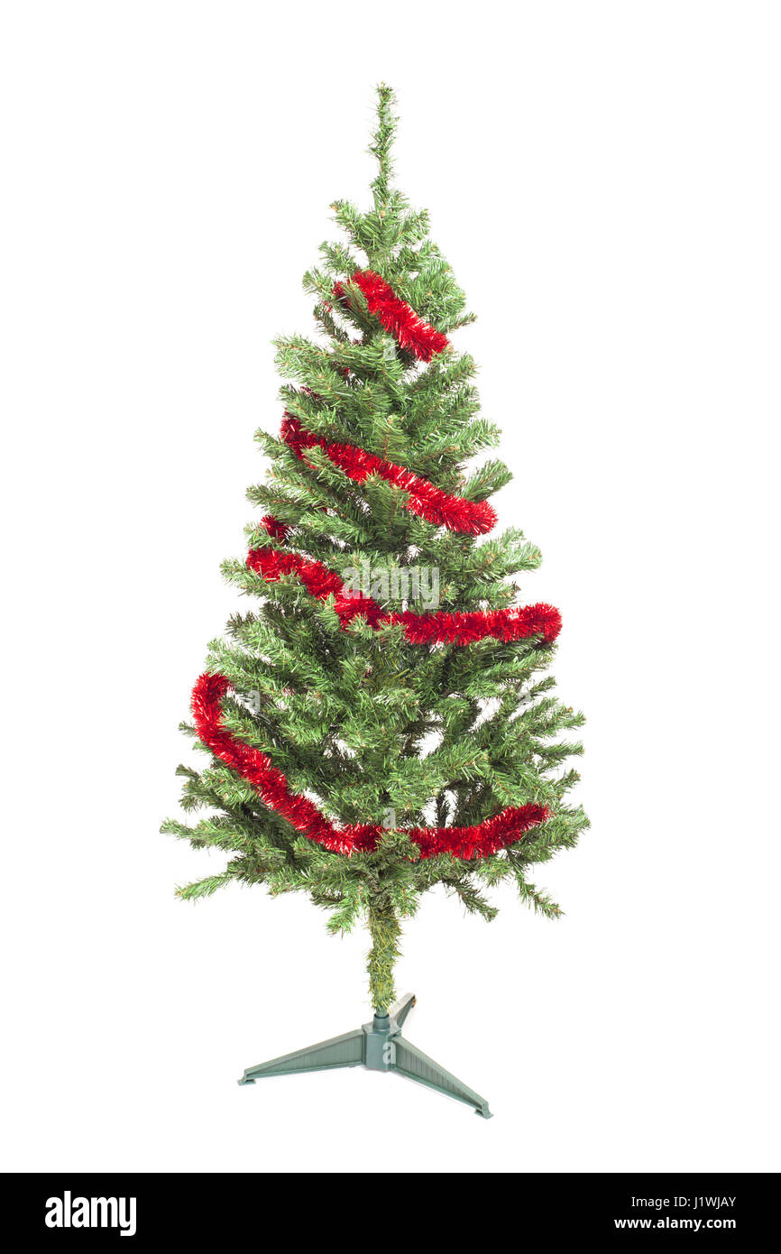 Decorated Christmas tree isolated on white background Stock Photo - Alamy