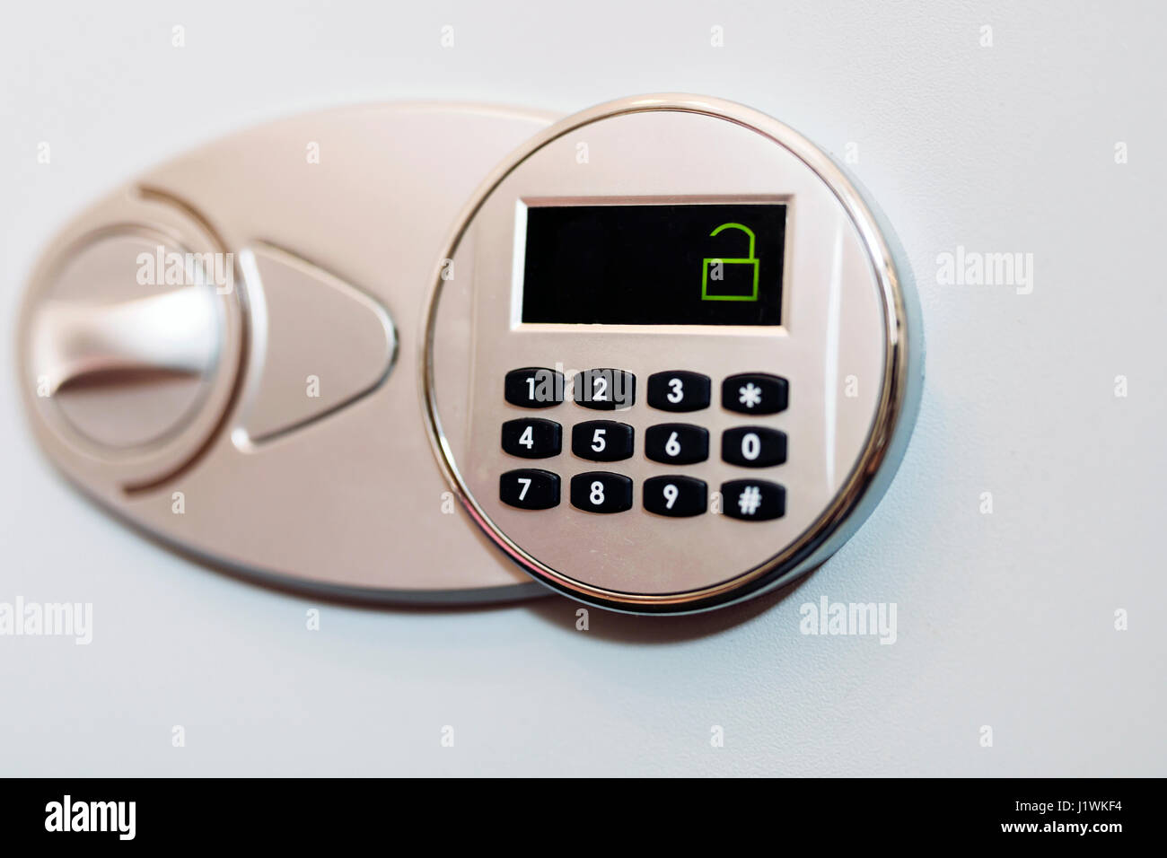 Correct code entered on panel and safe is open Stock Photo Alamy