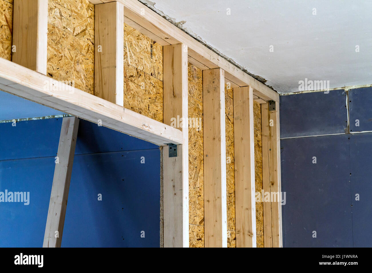 Close Up Detail Of House Construction Wooden Wall Elements