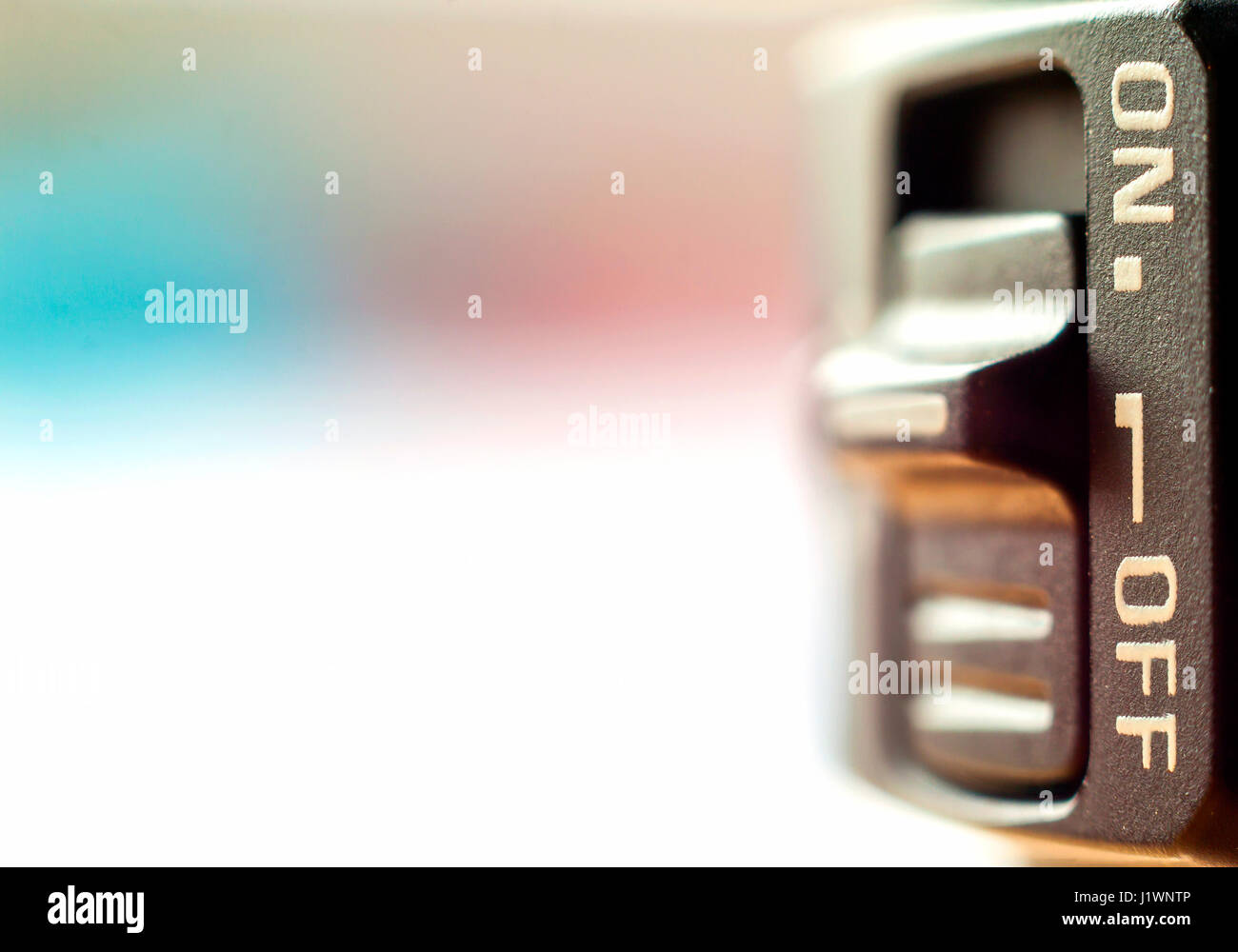 Close-up of little On/Off switch with soft blurred background Stock ...