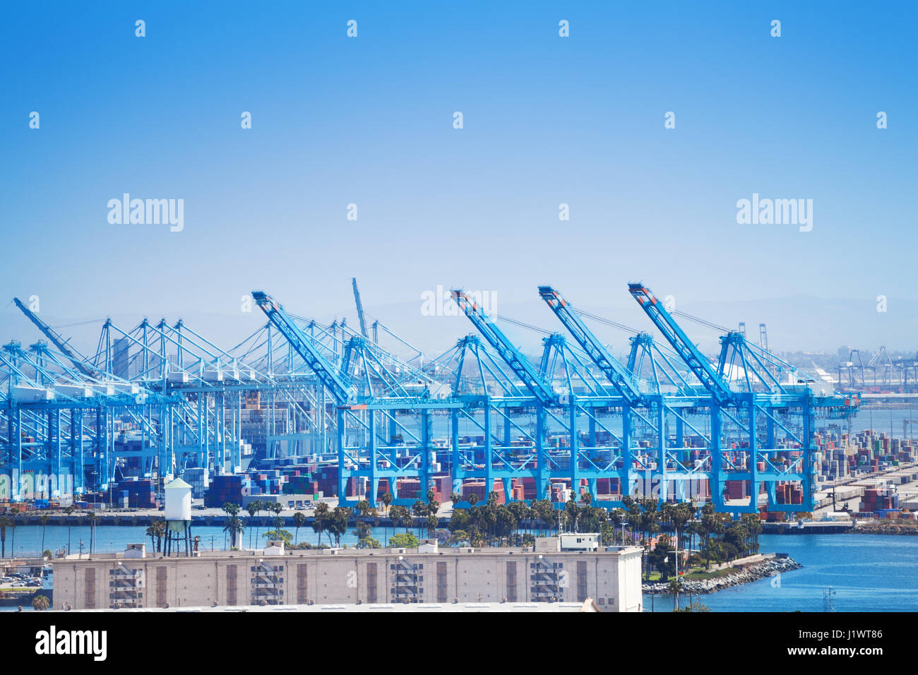 Container ship long beach container terminal hires stock photography