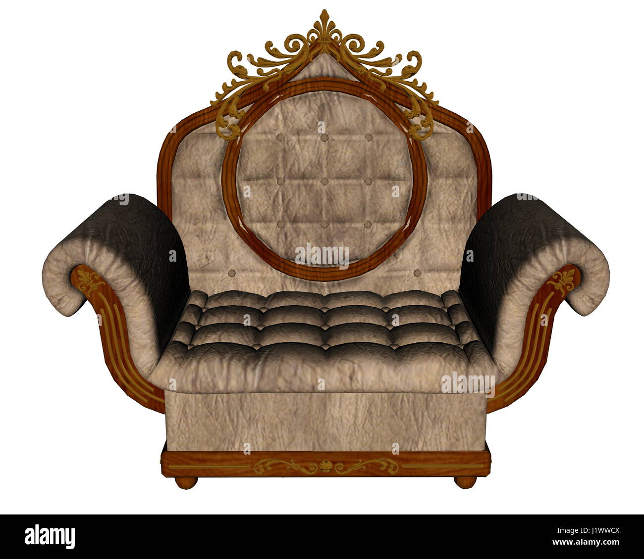 Vintage armchair isolated in white background - 3D render Stock Photo ...