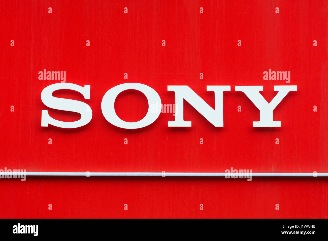 Signboard of Sony logo Stock Photo