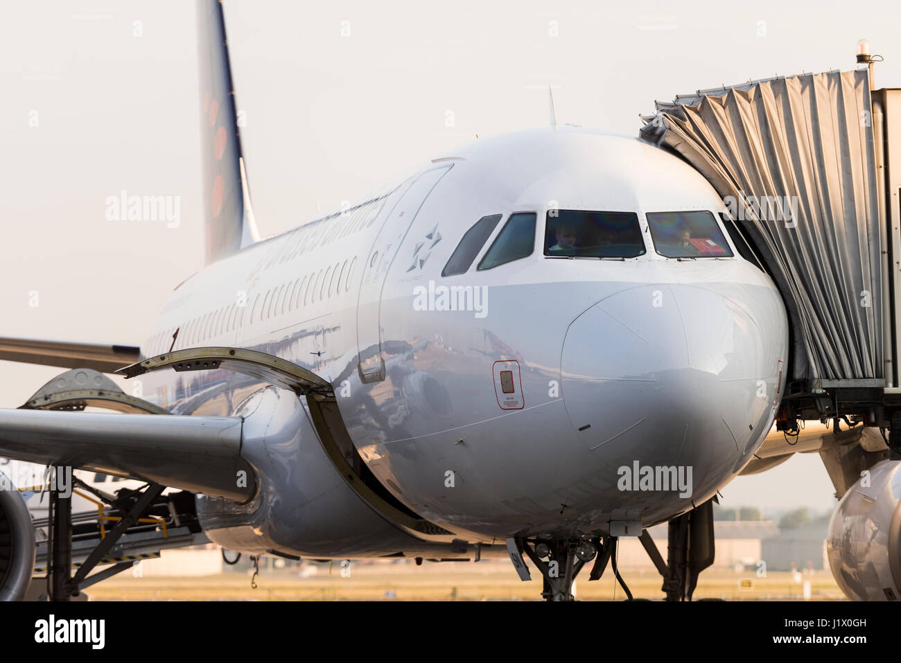 Brussels Airlines Airbus at brussels airport Stock Photo