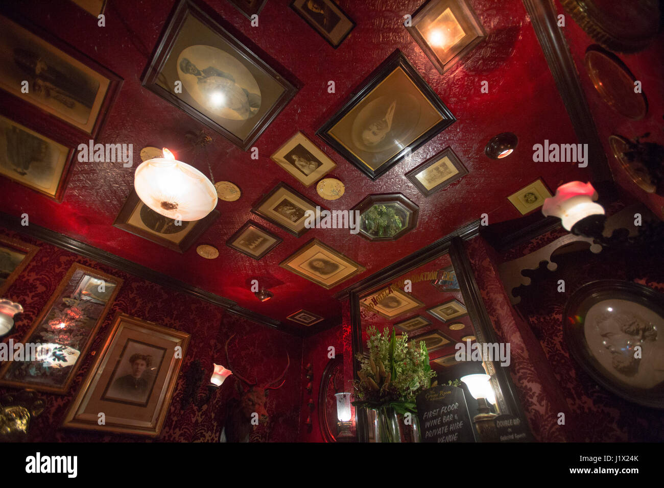 Ceiling inside The Cricketers pub in Brighton. Stock Photo