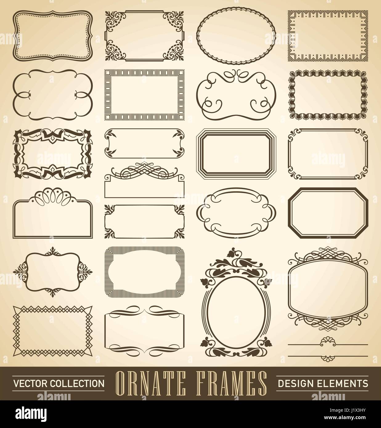 set of antique frames and borders, vintage design elements, vector