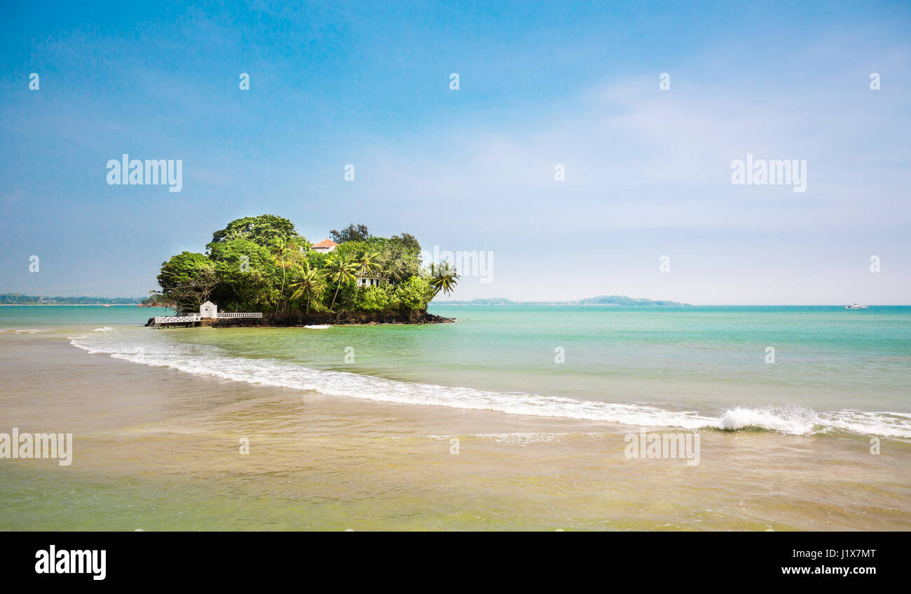 Little paradise island on Sri Lanka coast. Ceylon beach, indian ocean