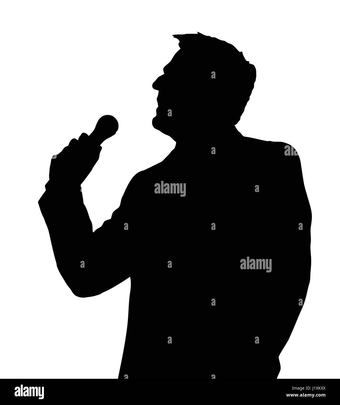 Single Male Opera Singer With Microphone Silhouette Stock