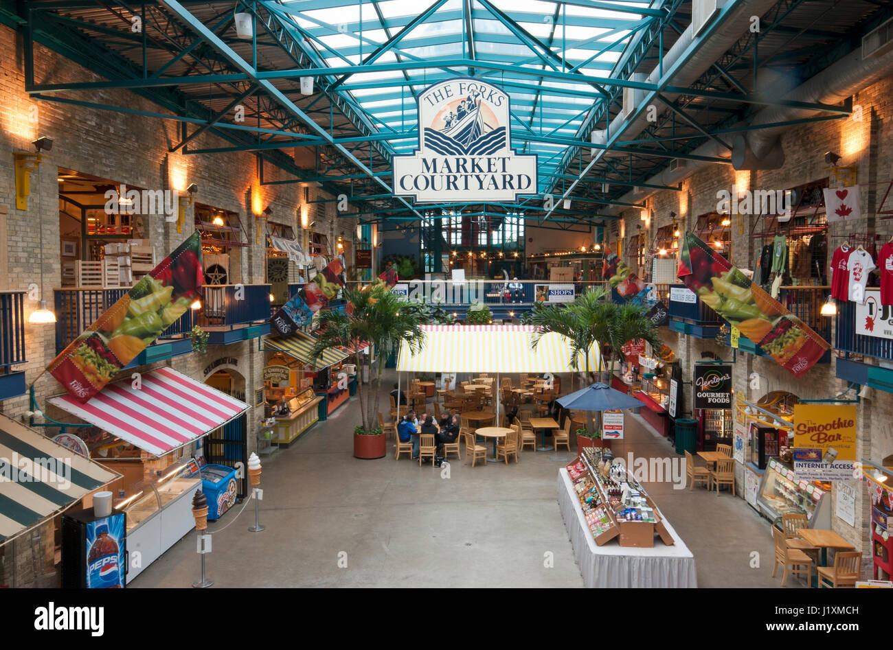 Interior of The Forks Market, Winnipeg, Manitoba, Canada Stock Photo