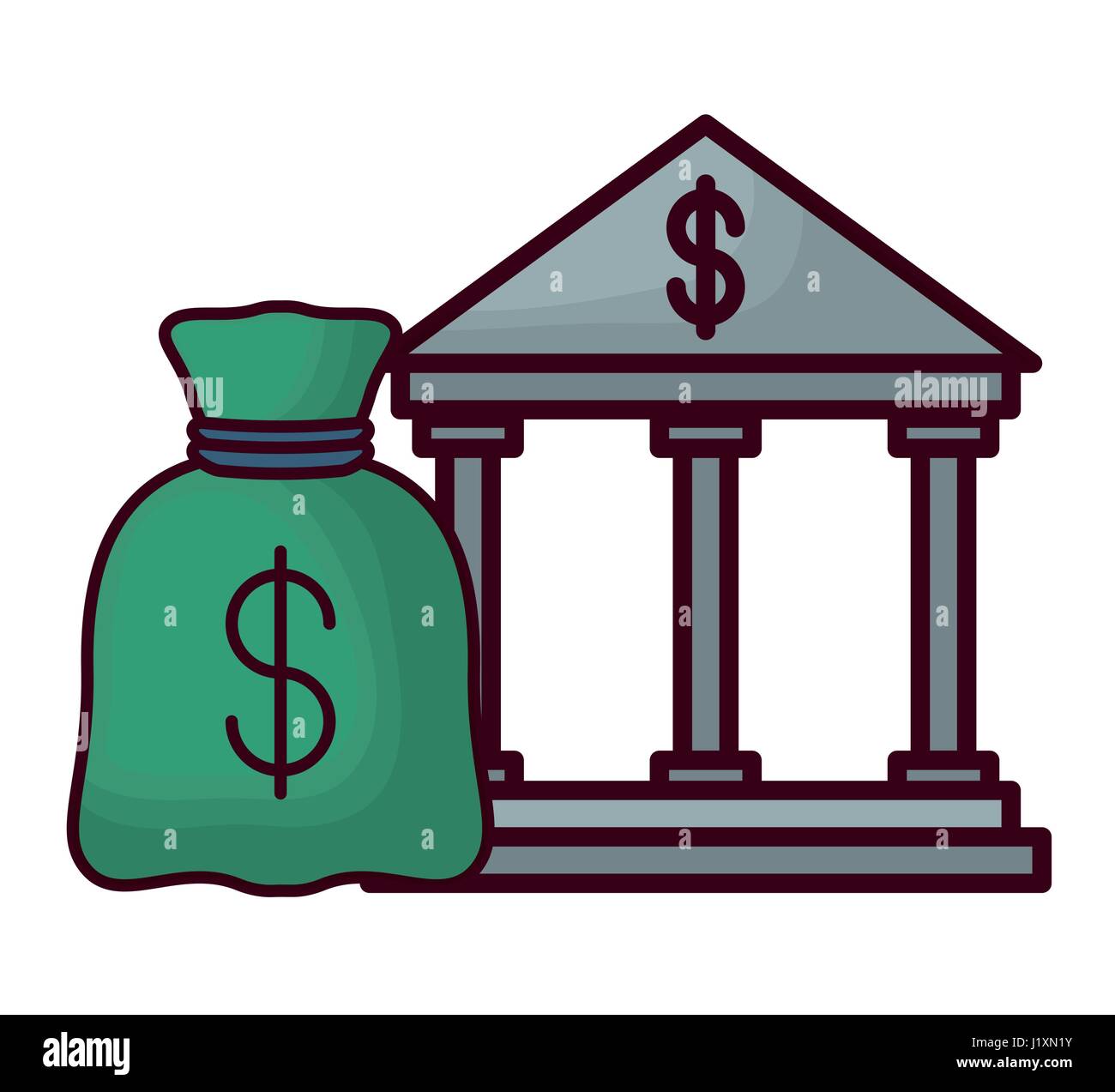 money bag and bank icon Stock Vector Image & Art - Alamy