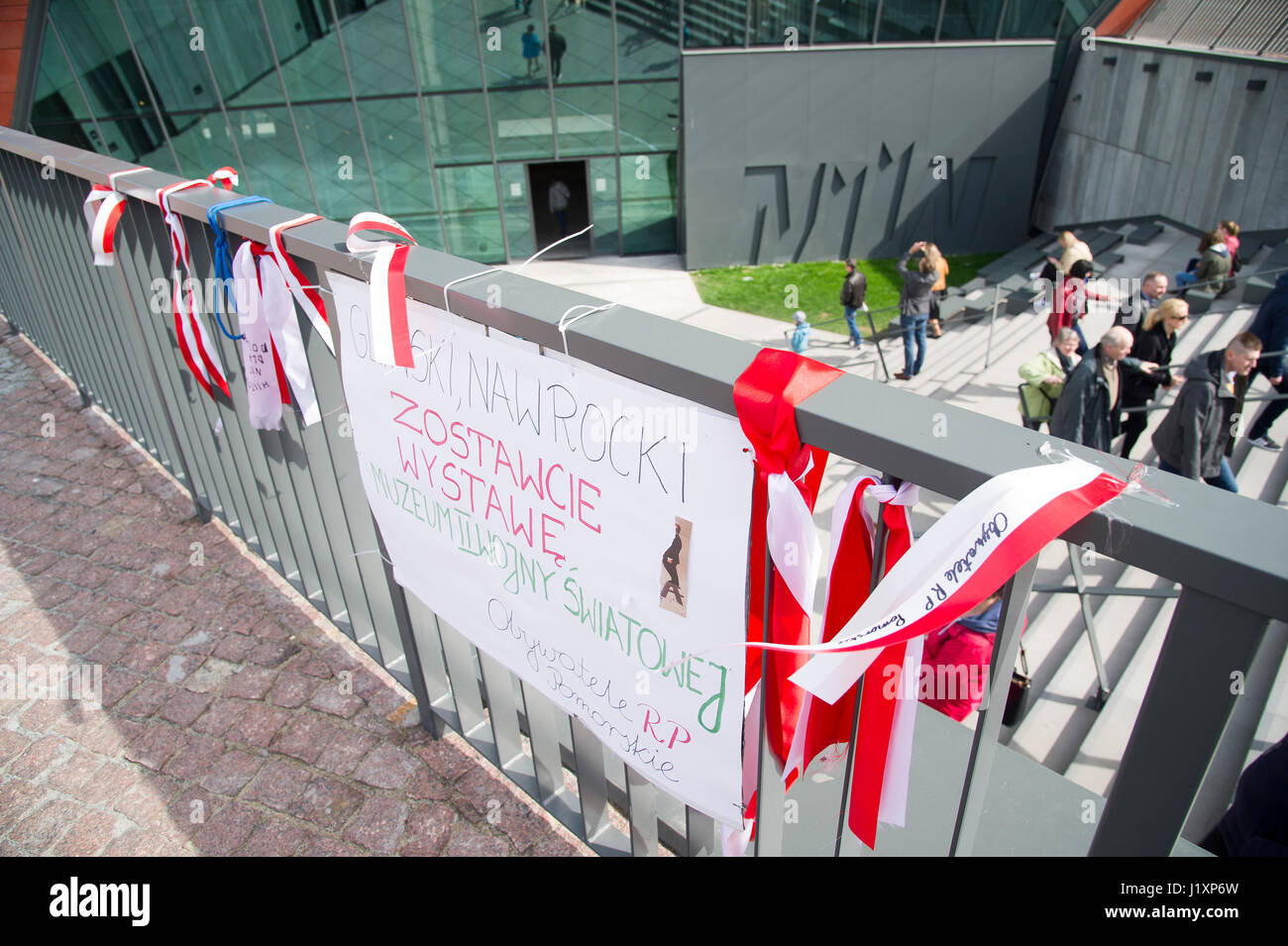 Protest against official connection Museum of the Second World War with Westerplatte Museum. 8 April 2017 in Gdansk, Poland © Wojciech Strozyk / Alamy Stock Photo
