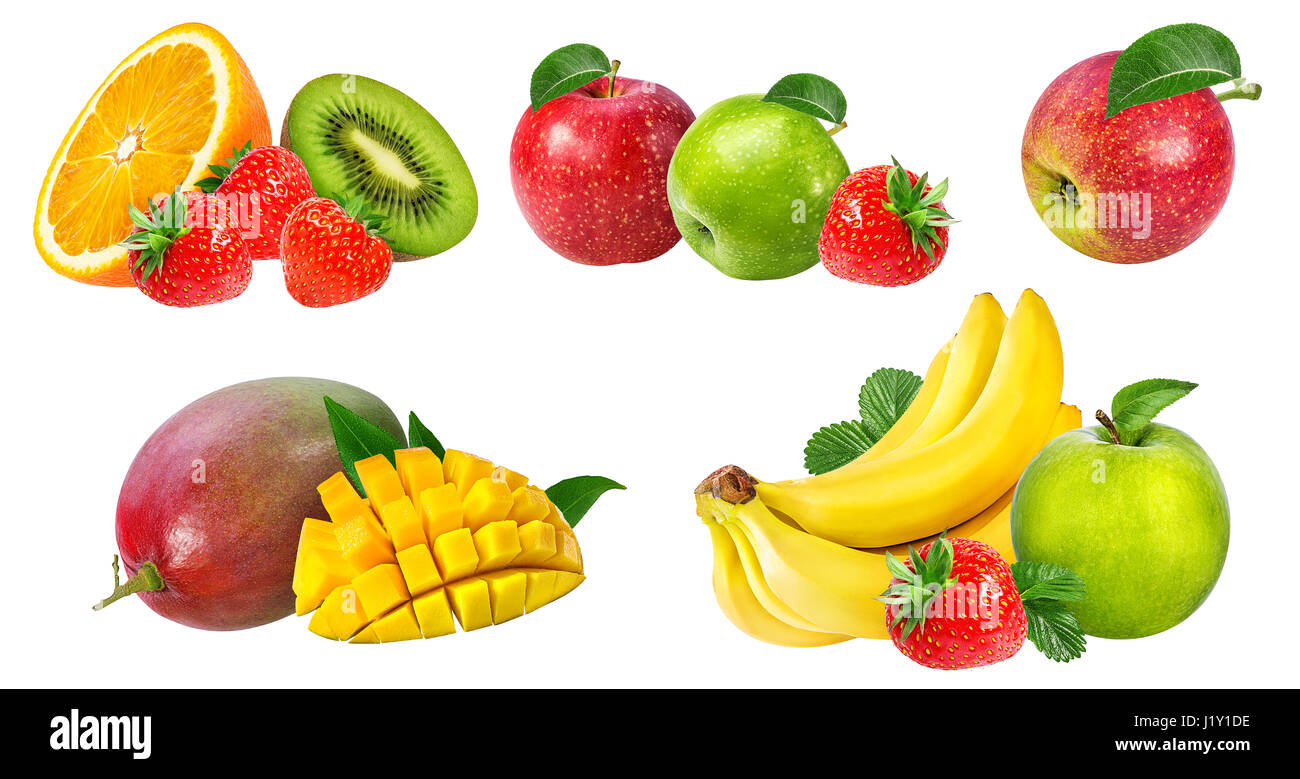 Collection of fruits isolated on white background Stock Photo - Alamy