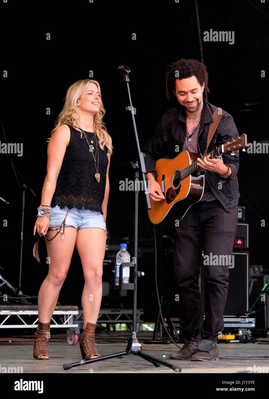 British country music duo The Shires  Crissie Rhodes and Ben Earle performing at Cornbury Festival Stock Photo