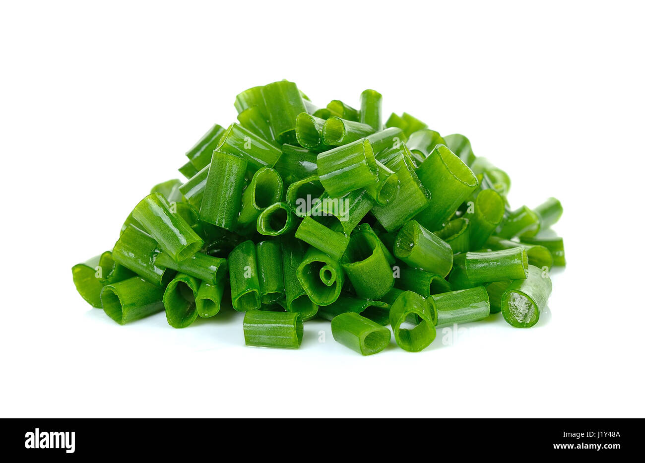 Sliced green onion isolated on the white background Stock Photo - Alamy