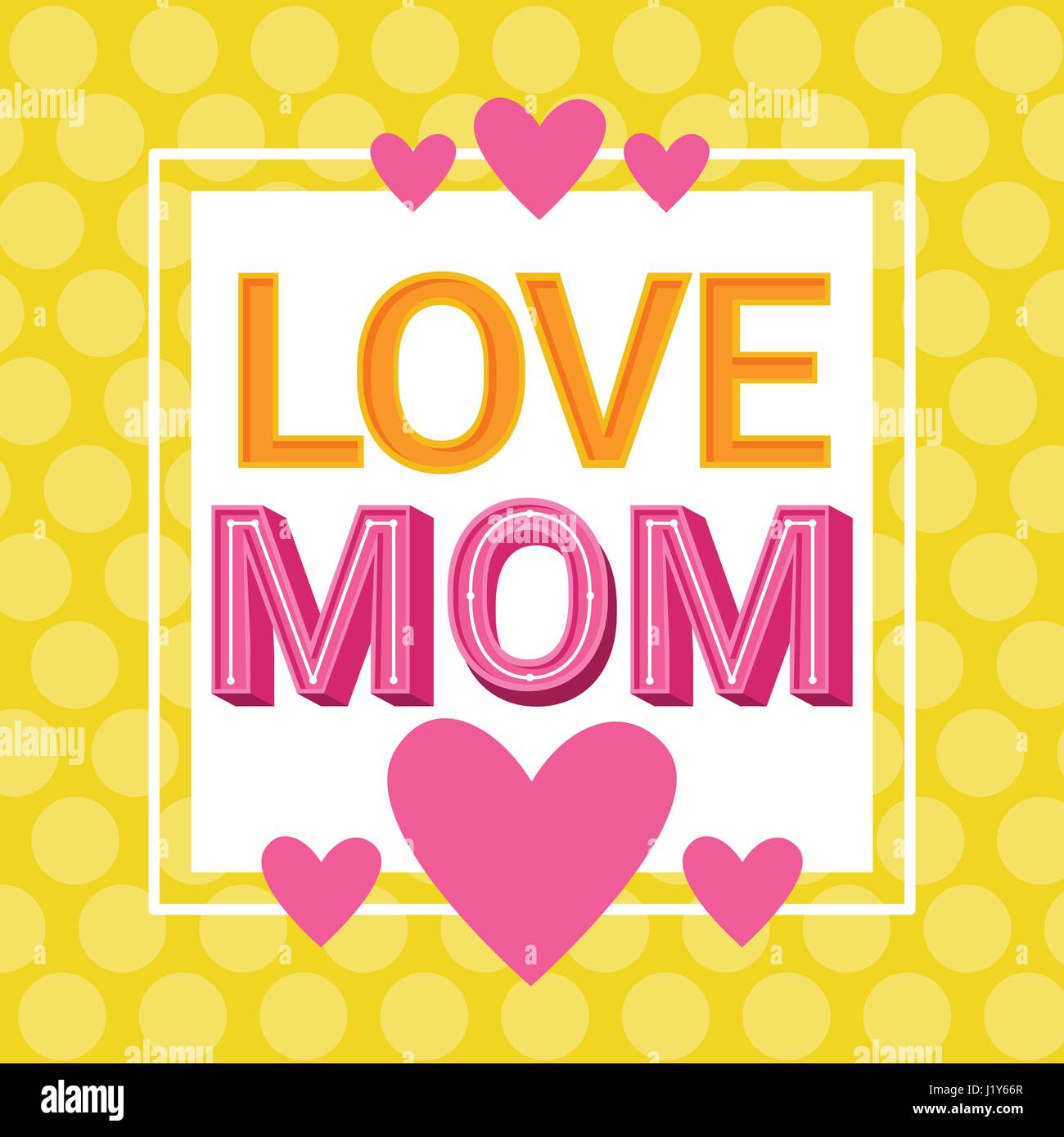 Love Mom, Happy Mother Day, Spring Holiday Greeting Card Banner Stock ...
