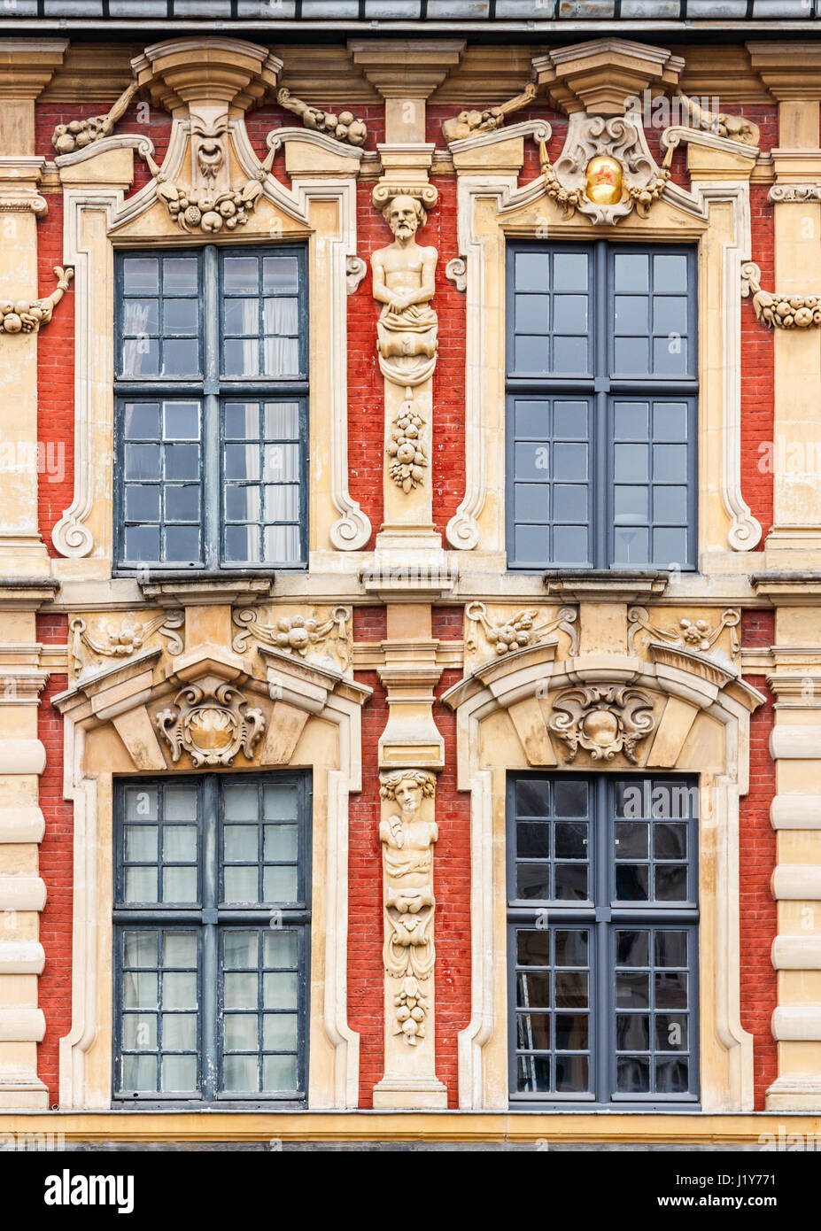 Facade of the 'La Vieille Bourse', an old stock exchange building of Lille, France. Stock Photo
