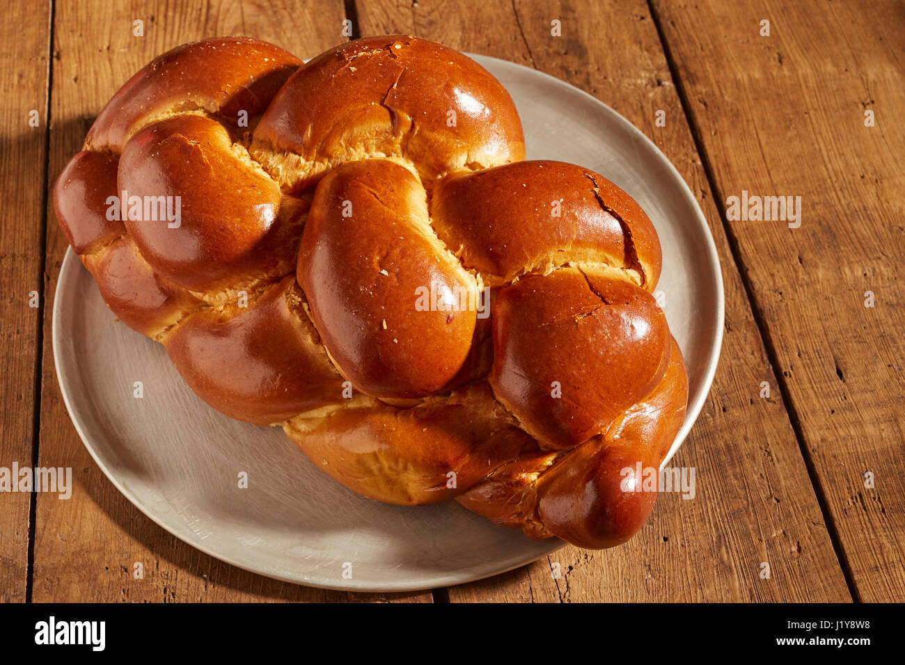 a loaf of challah, the tradional Eastern European Jewish egg bread Stock Photo