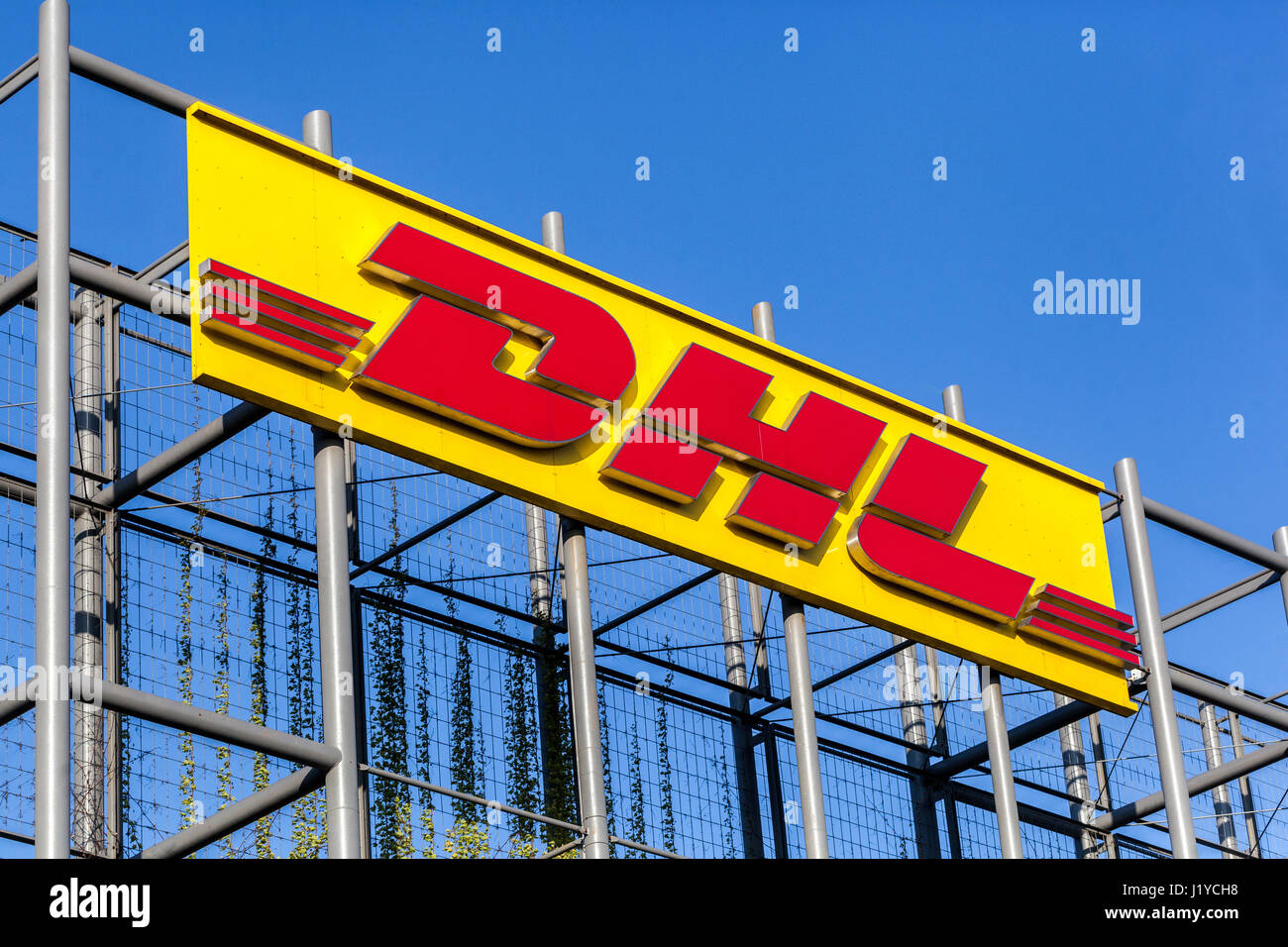 DHL delivery service Logo, Sign DHL logo, Dhl sign Stock Photo