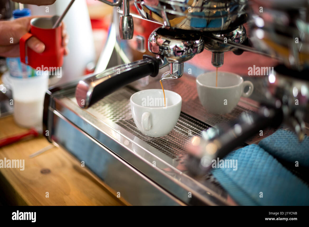 Coffee machine making coffee Stock Photo Alamy
