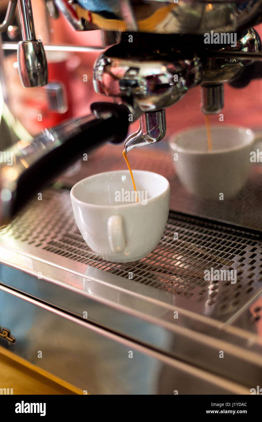 Making coffee in coffee machine Stock Photo Alamy