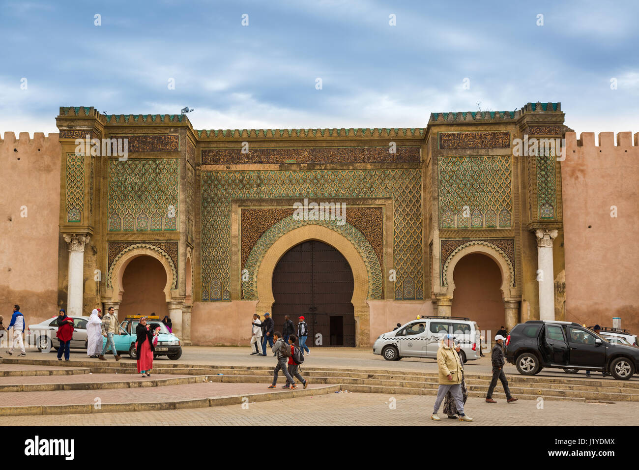 Meknes, Morocco - March 04, 2017: Meknes Square surrounded by walls Stock Photo