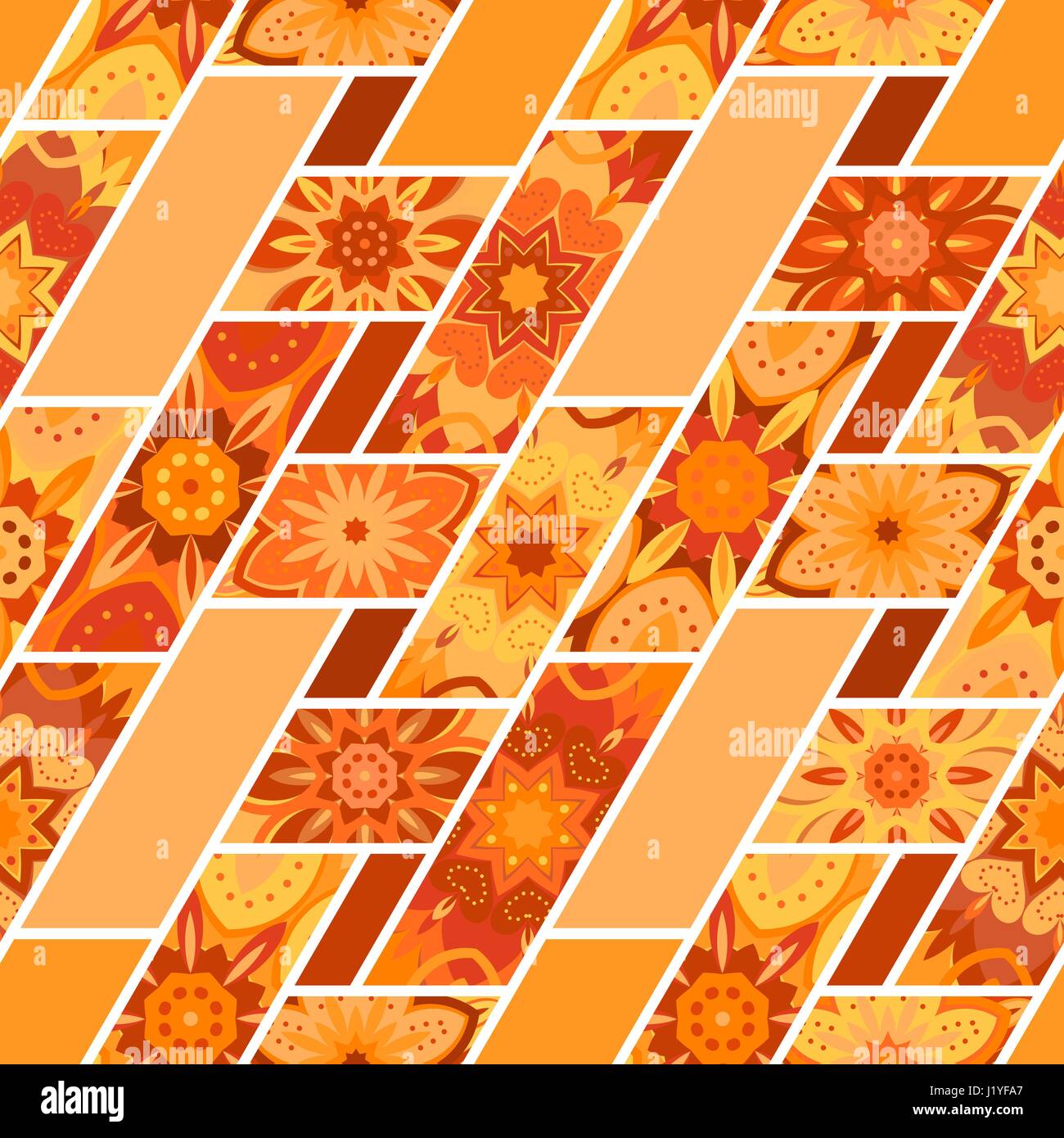 Vector abstract seamless patchwork pattern with geometric and floral ...