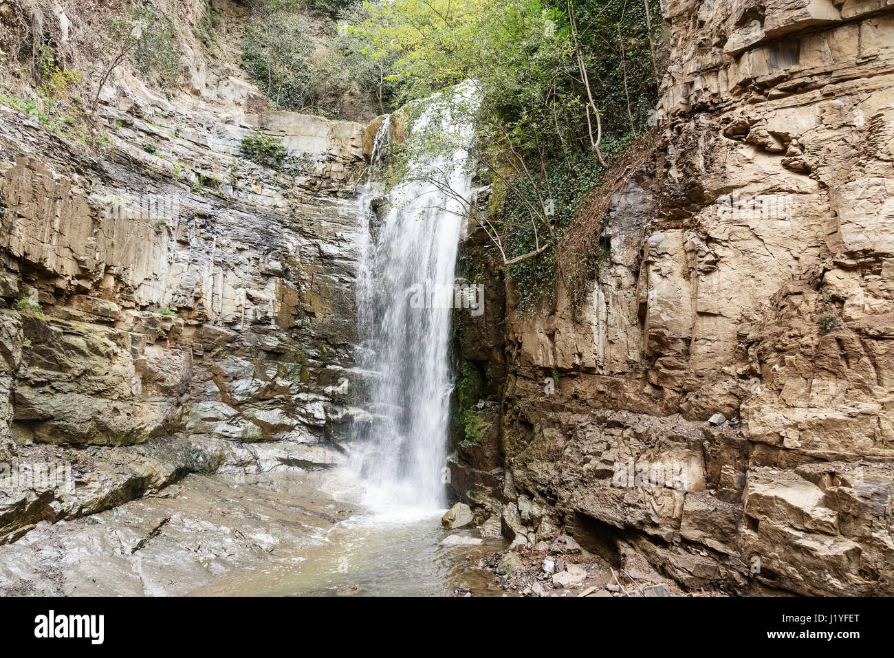 Waterfall in Legvtakhevi in Botanical Garden. Tbilisi. Georgia Stock Photo
