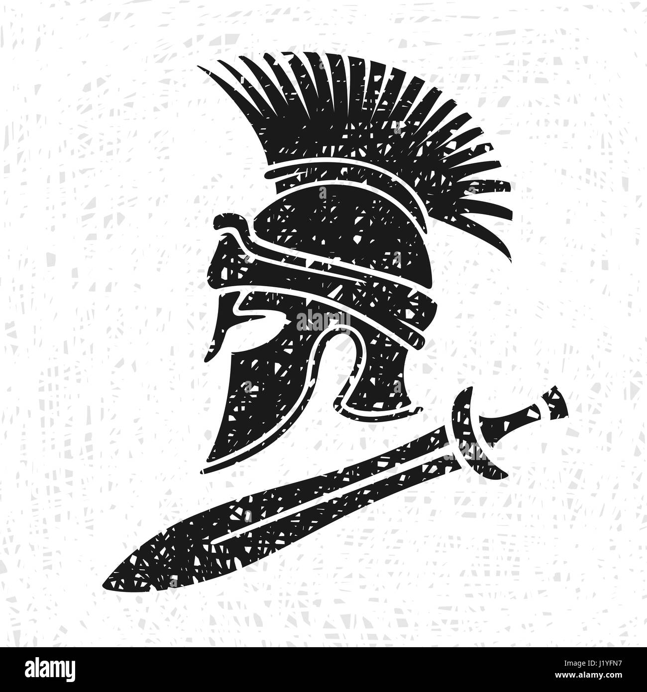 Ancient Military Helmet and Sword Stock Vector