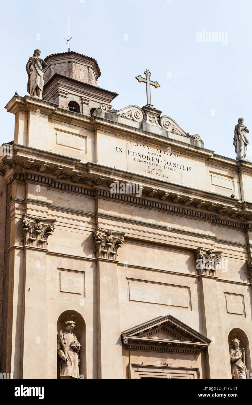 travel to Italy - facade of chiesa di San Daniele Martire on street Via Umberto I in Padua city i Stock Photo