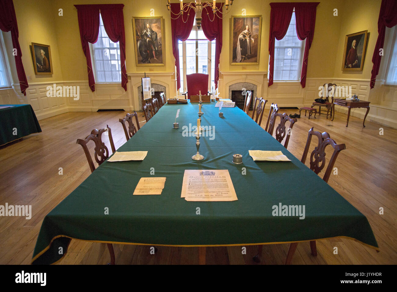 The Council Chamber room at the Old State House in Boston
