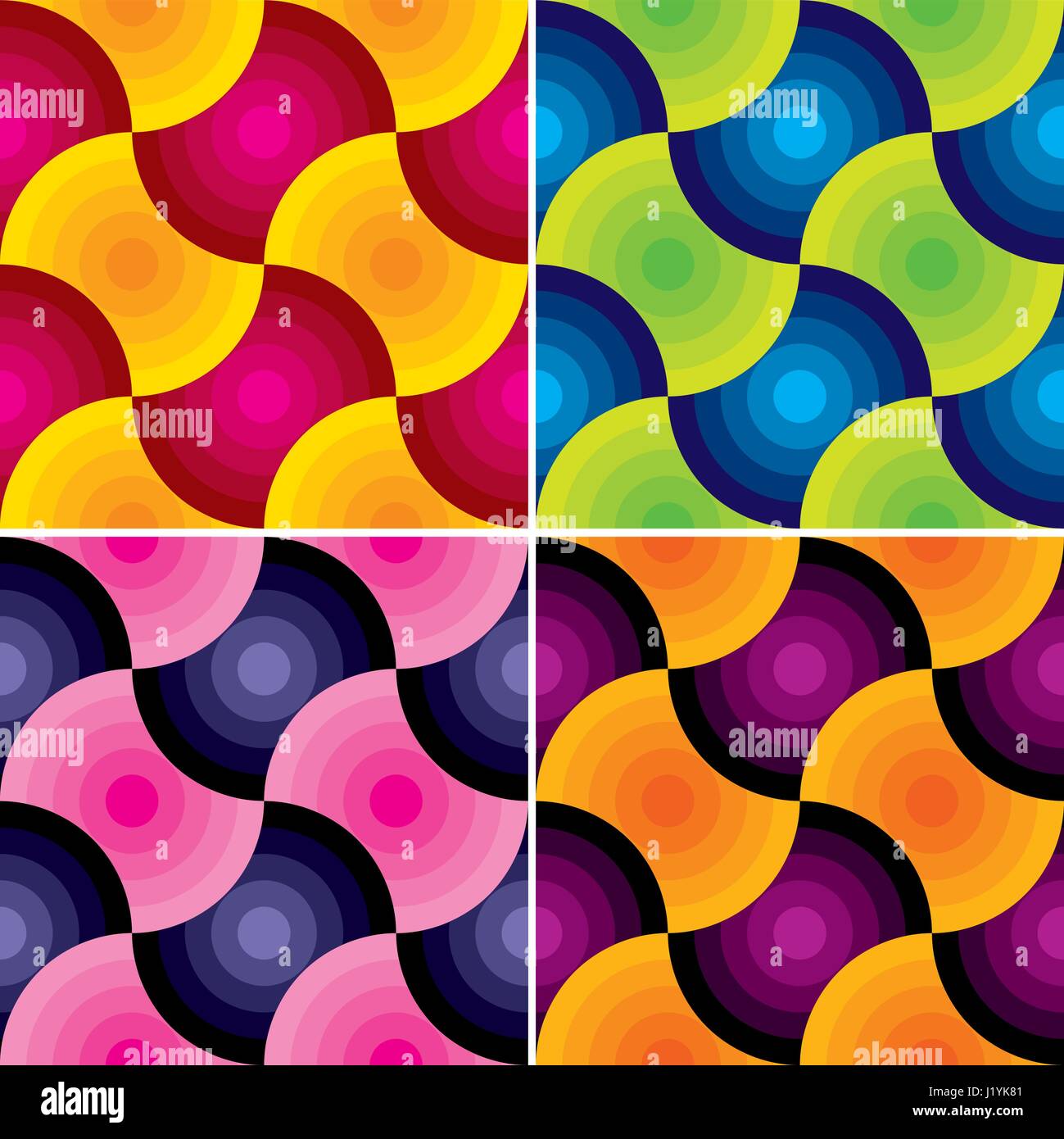 seamless colorful geometric pattern in 4 color variations (vector Stock ...