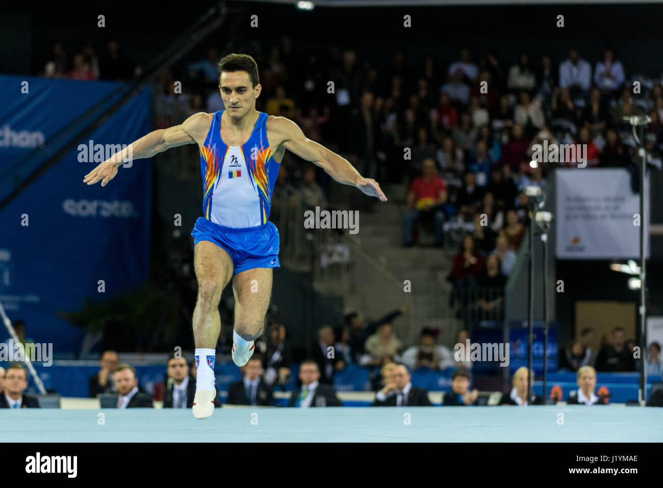 Marian Dragulescu (ROU) performs on the floor during the Men's Apparatus Finals at the European Men's and Women's Artistic Gymnastics Championships in Cluj Napoca, Romania. 22.04.2017 Photo: Catalin Soare/dpa Stock Photo