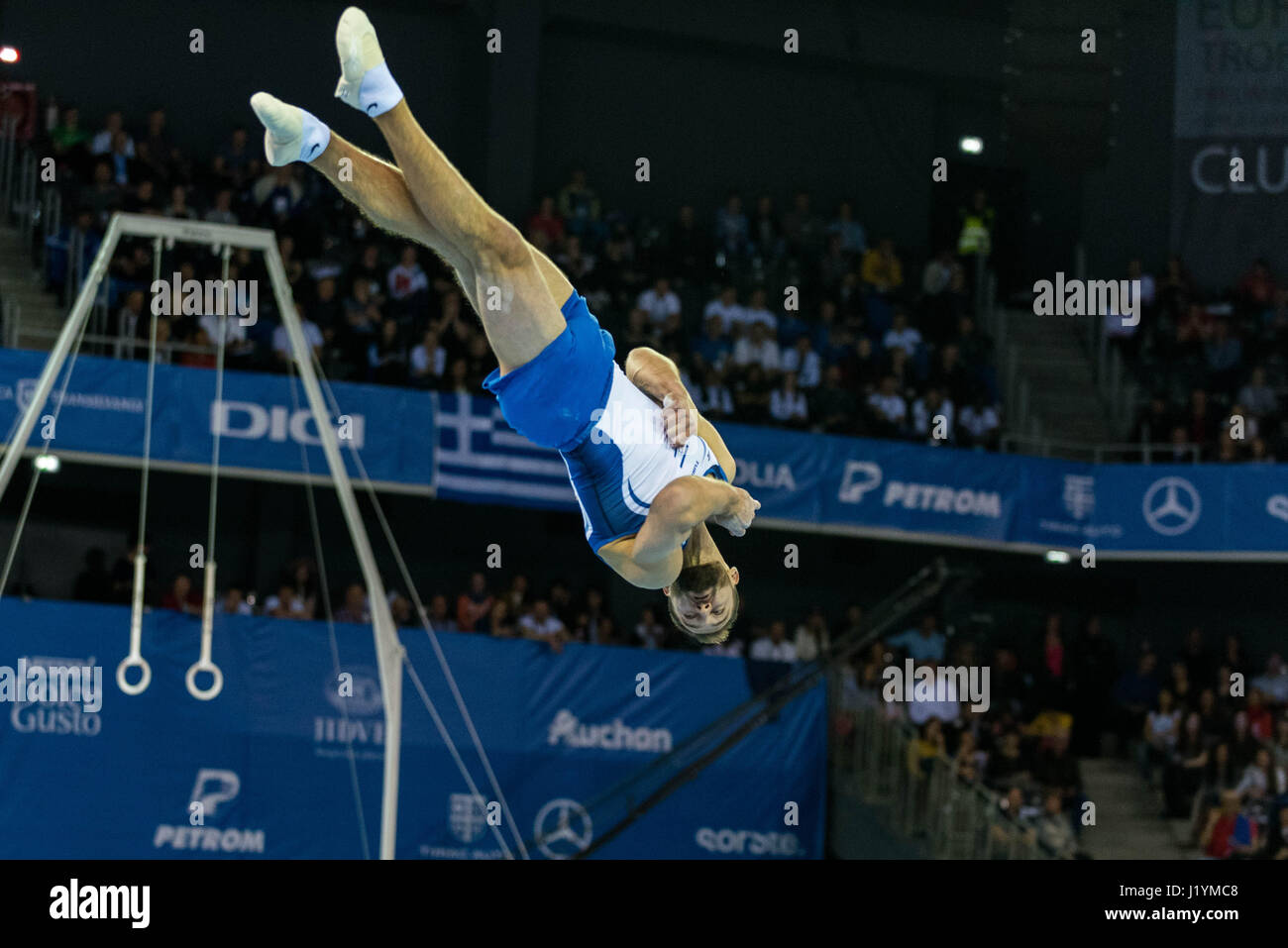 Alexander Shatilov (ISR) performs on the floor during the Men's Apparatus Finals at the European Men's and Women's Artistic Gymnastics Championships in Cluj Napoca, Romania. 22.04.2017 Photo: Catalin Soare/dpa Stock Photo