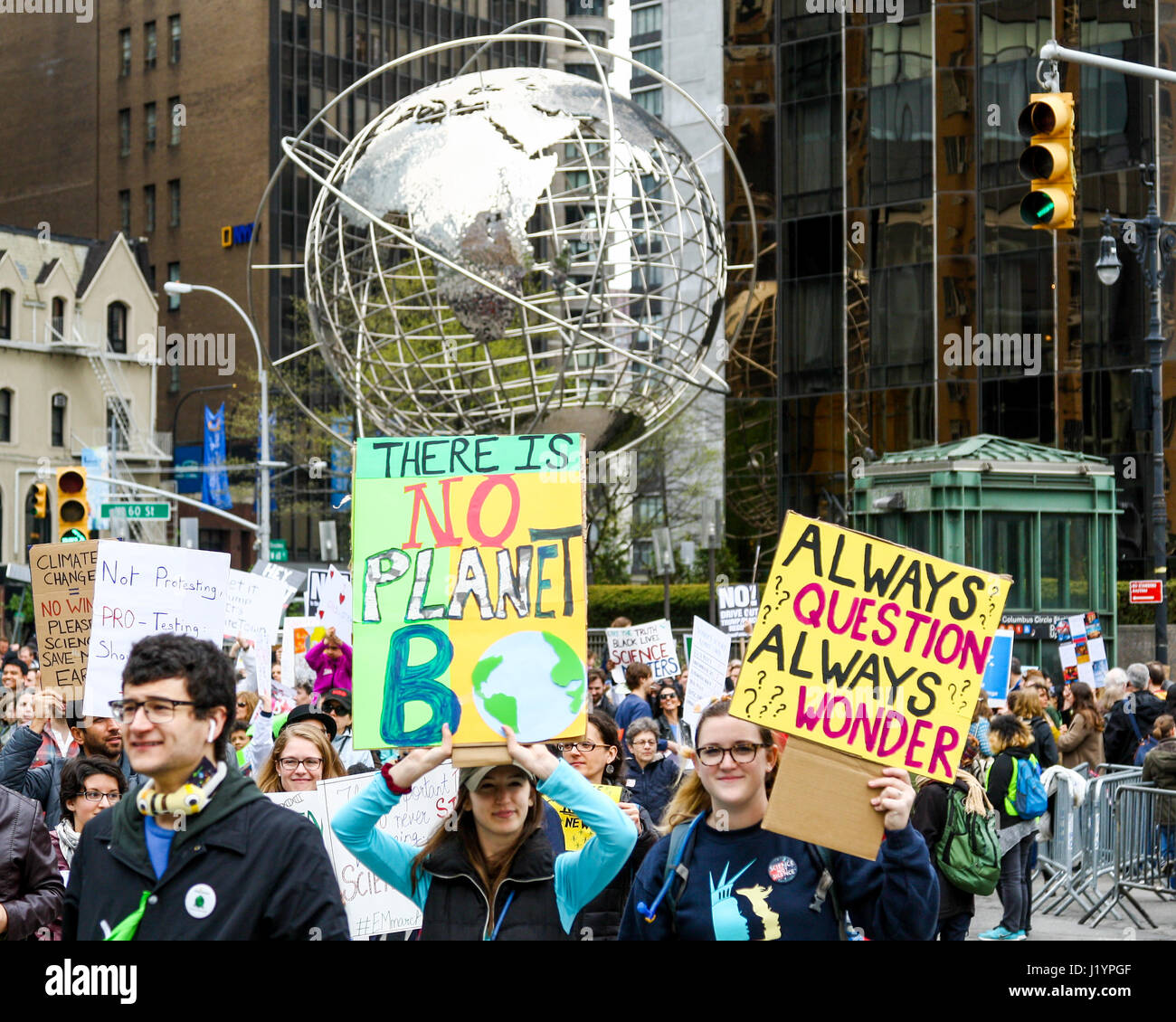 New York, USA. 22 April 2017 Thousands of protestors march from the Upper West Side to Times Square at the March for Science in New York City. Credit: Brian D. Bumby/Alamy Live News Stock Photo