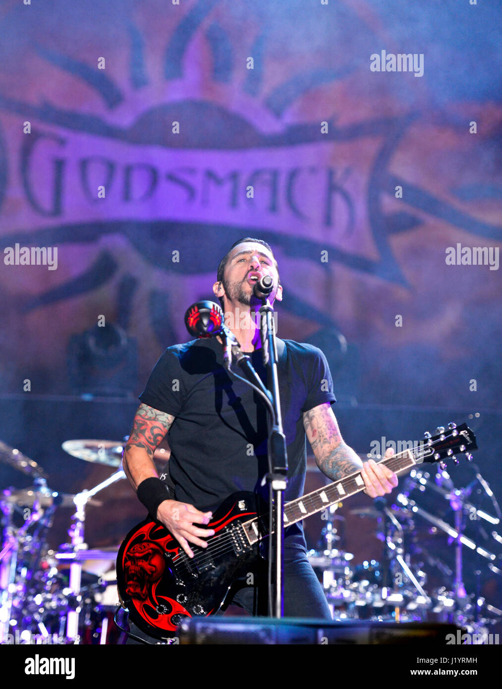Las Vegas, USA. 21st Apr, 2017. Las Vegas Nevada, April 21, 2017 - Sully Erna, Guitarist and front man of GodSmack at Las Rageous in the Downtown Event Center (DLVEC) in Las Vegas Nevada Credit: Ken Howard/Alamy Live News Stock Photo