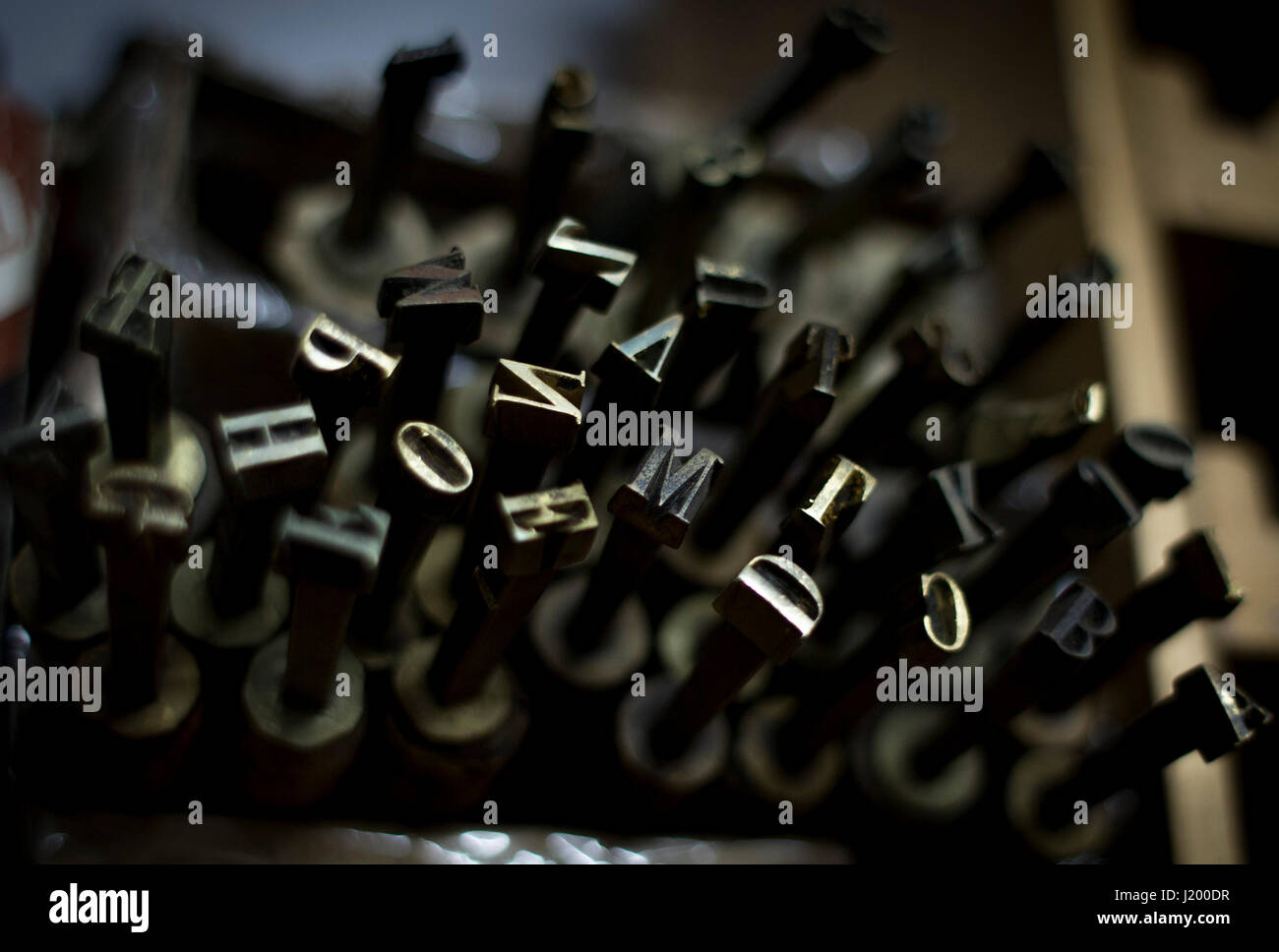 Florida, Argentina. 22nd Apr, 2017. Burins to engrave typography are seen at the workshop of bookbinder Andres Casares in the town of Florida, Argentina, on April 22, 2017. Credit: Martin Zabala/Xinhua/Alamy Live News Stock Photo