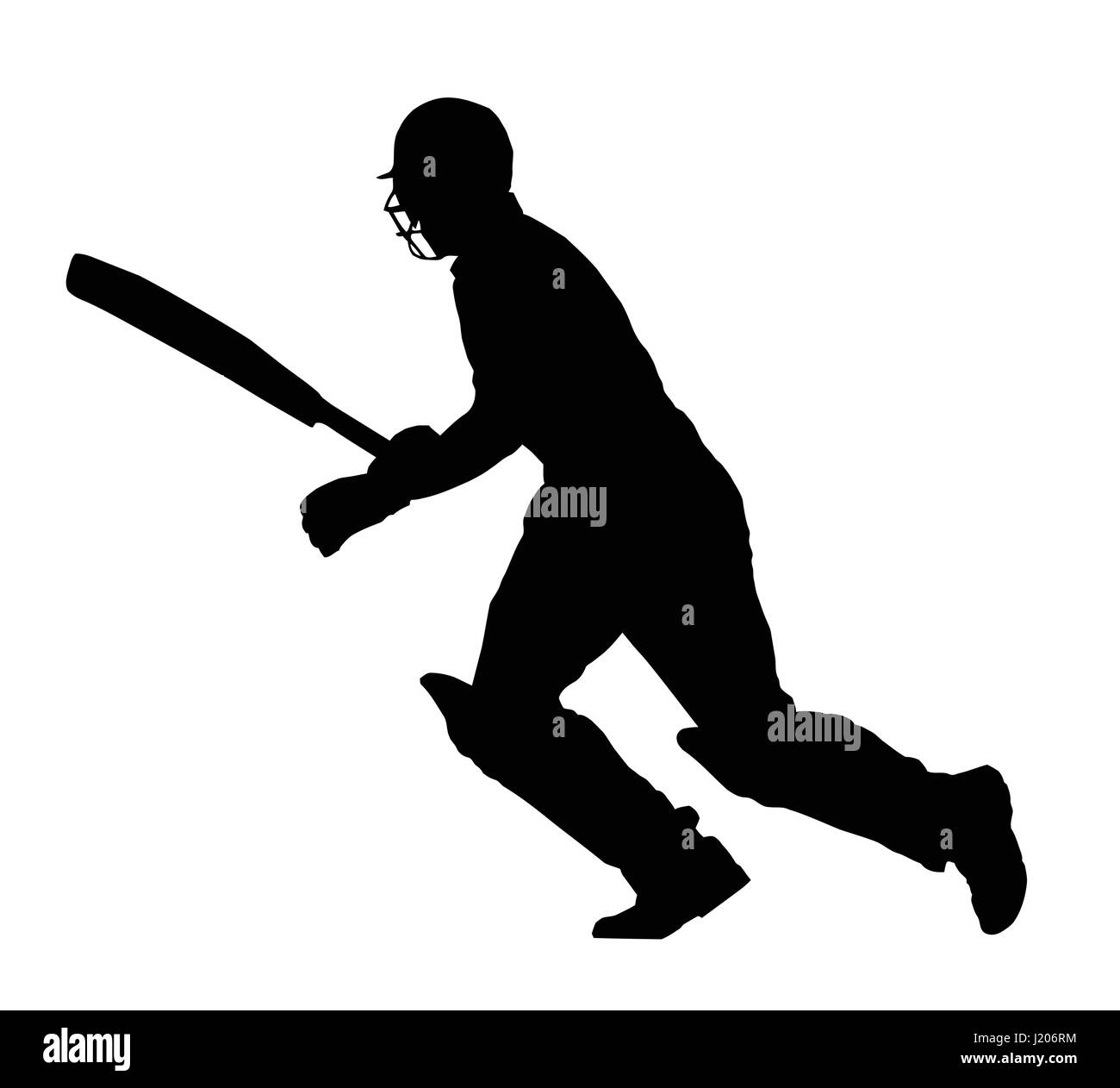 Sport Silhouette - Cricket Batsman Running Between Wickets Stock Vector ...