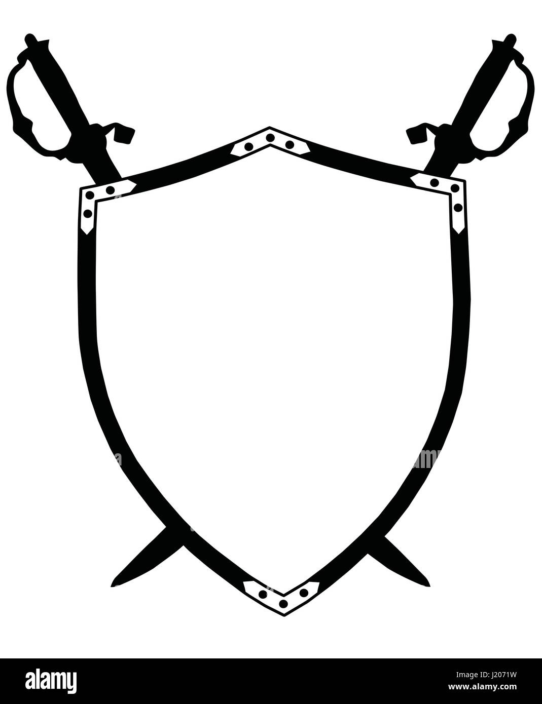 Isolated 16th Century War Shield with Crossed Swords Vector Stock Vector