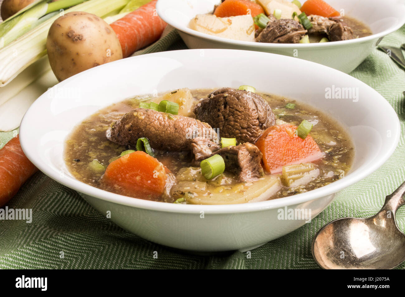home made traditional irish lamb stew with potato, carrot, celery and
