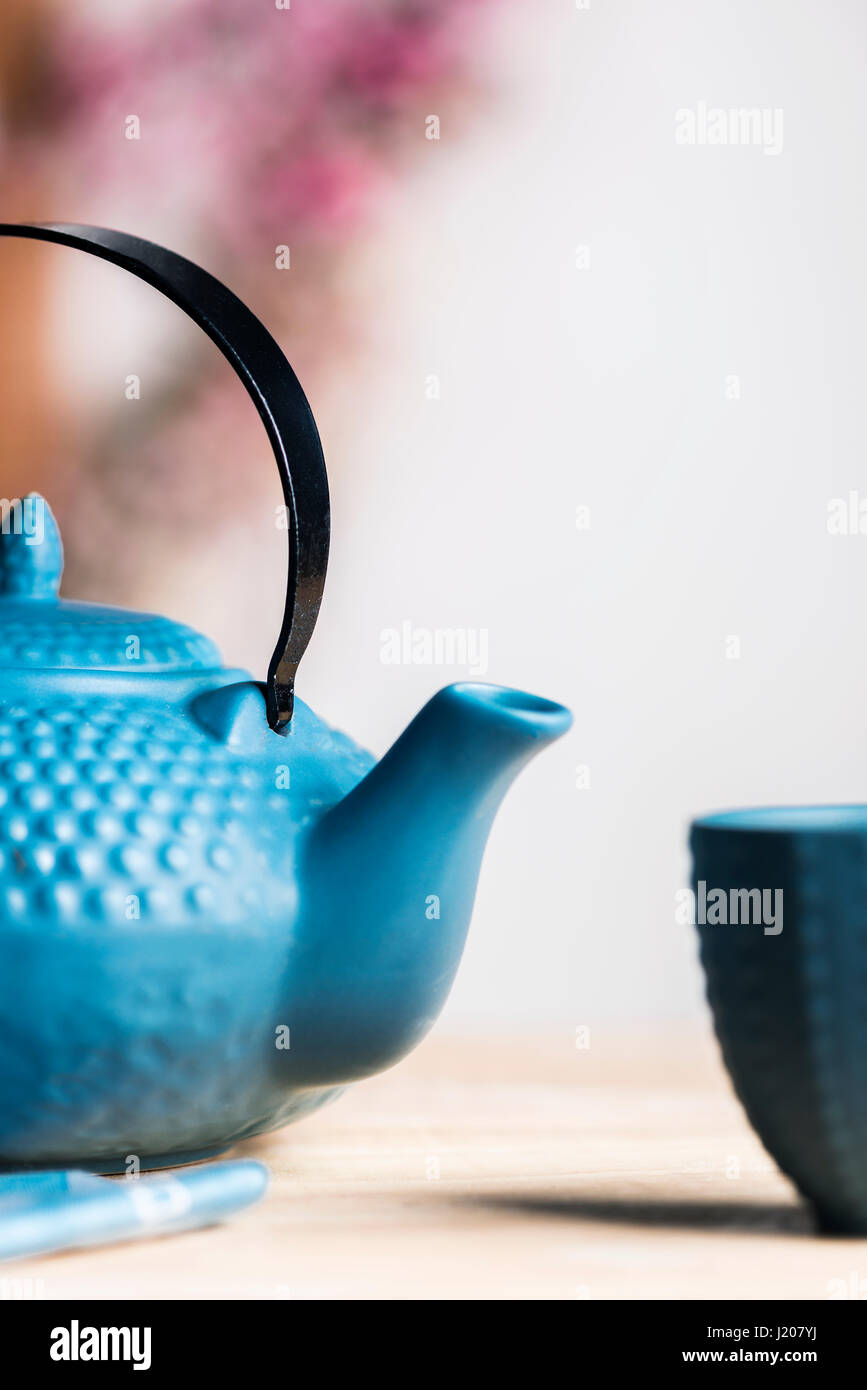 Japanese tea ceremony uses leaf tea, primarily sencha. Stock Photo