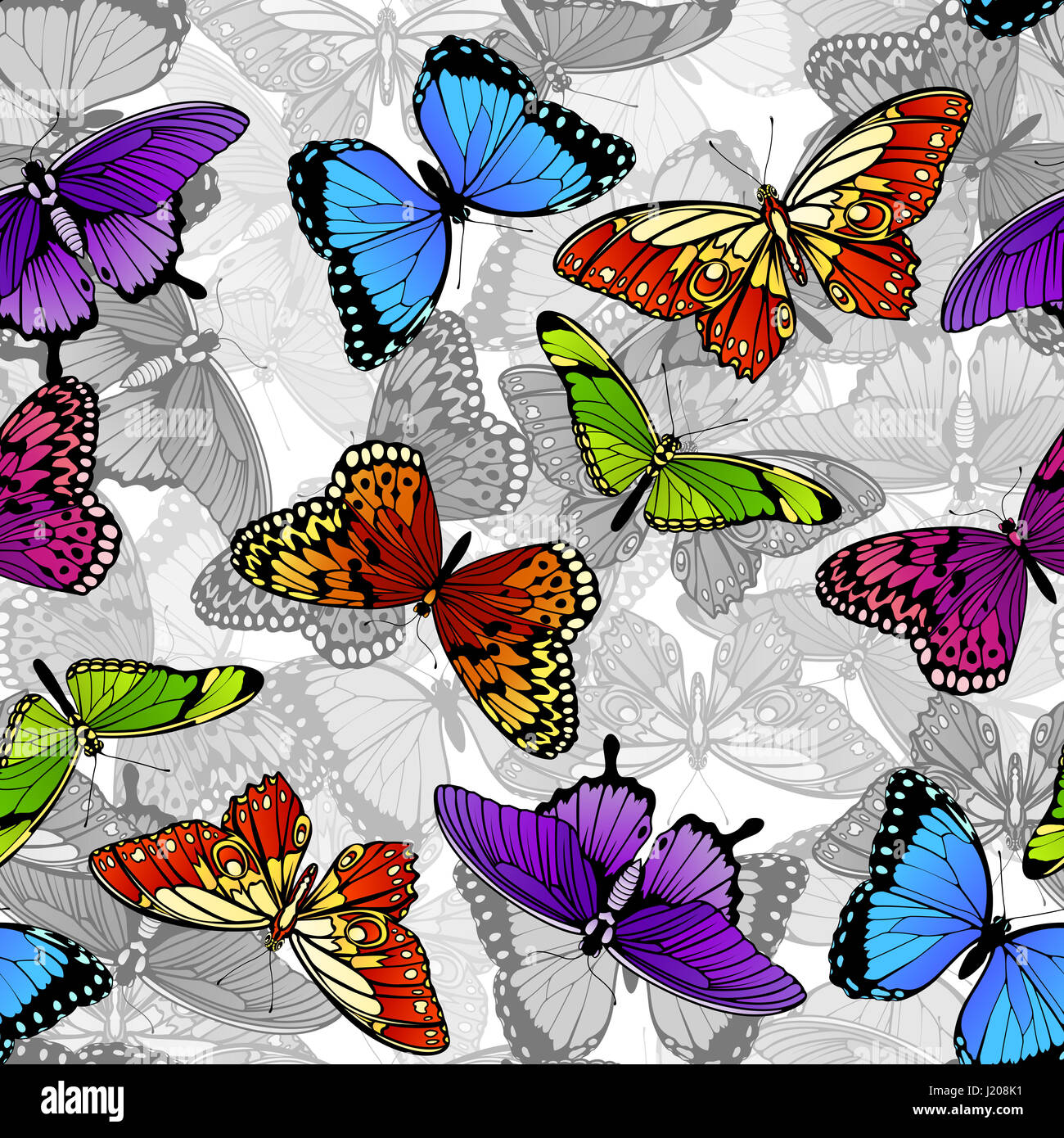 A seamless colorful butterfly background pattern Stock Photo